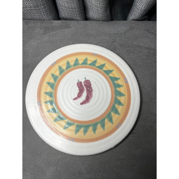 VTG Treasure Craft Taos Tile Trivet Hotplate Chile Peppers Retired - Picture 1 of 6